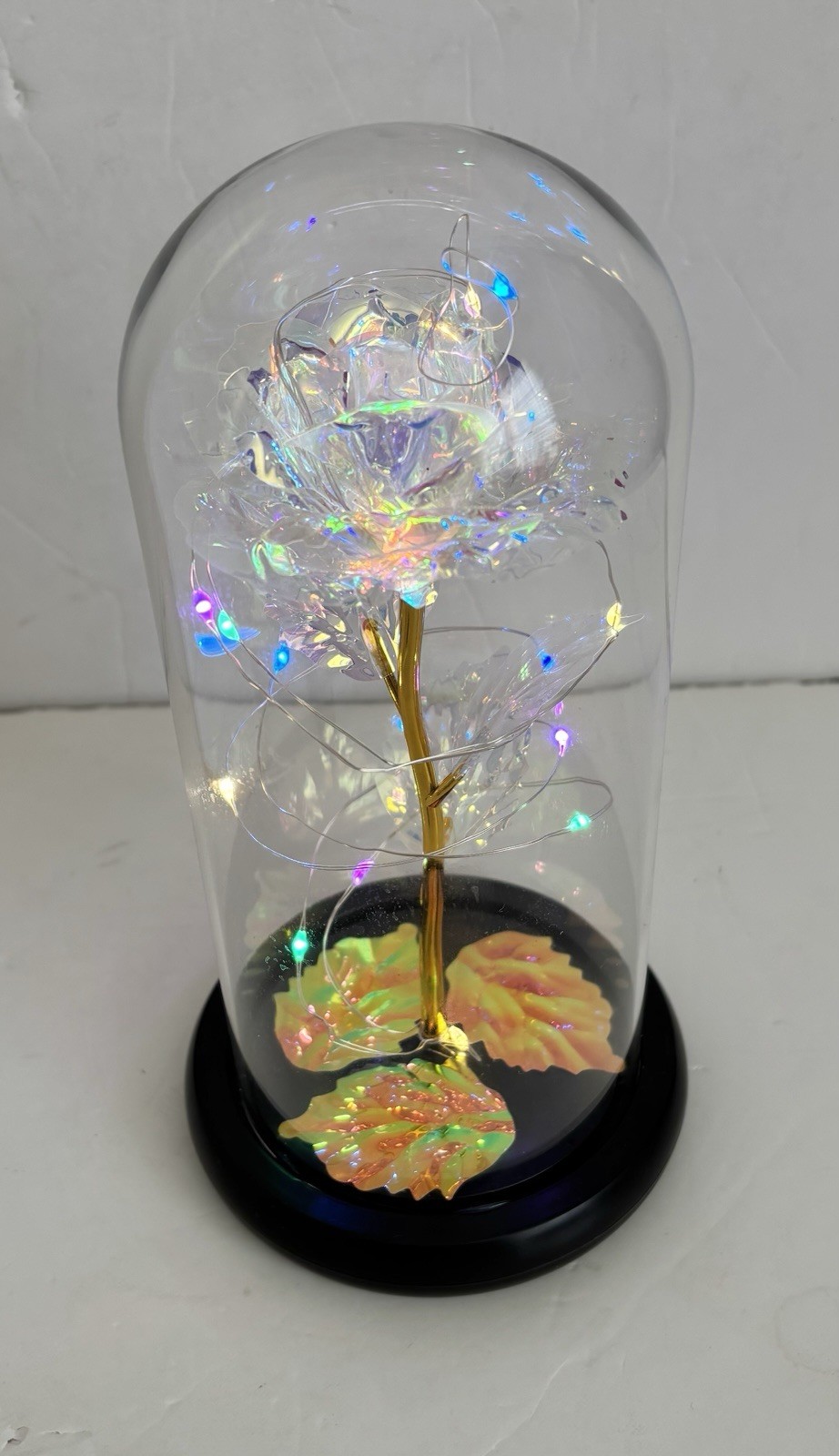 ROSE FLOWER LED LIGHT GLASS DOME GIFTS FOR WOMENS 8.5″