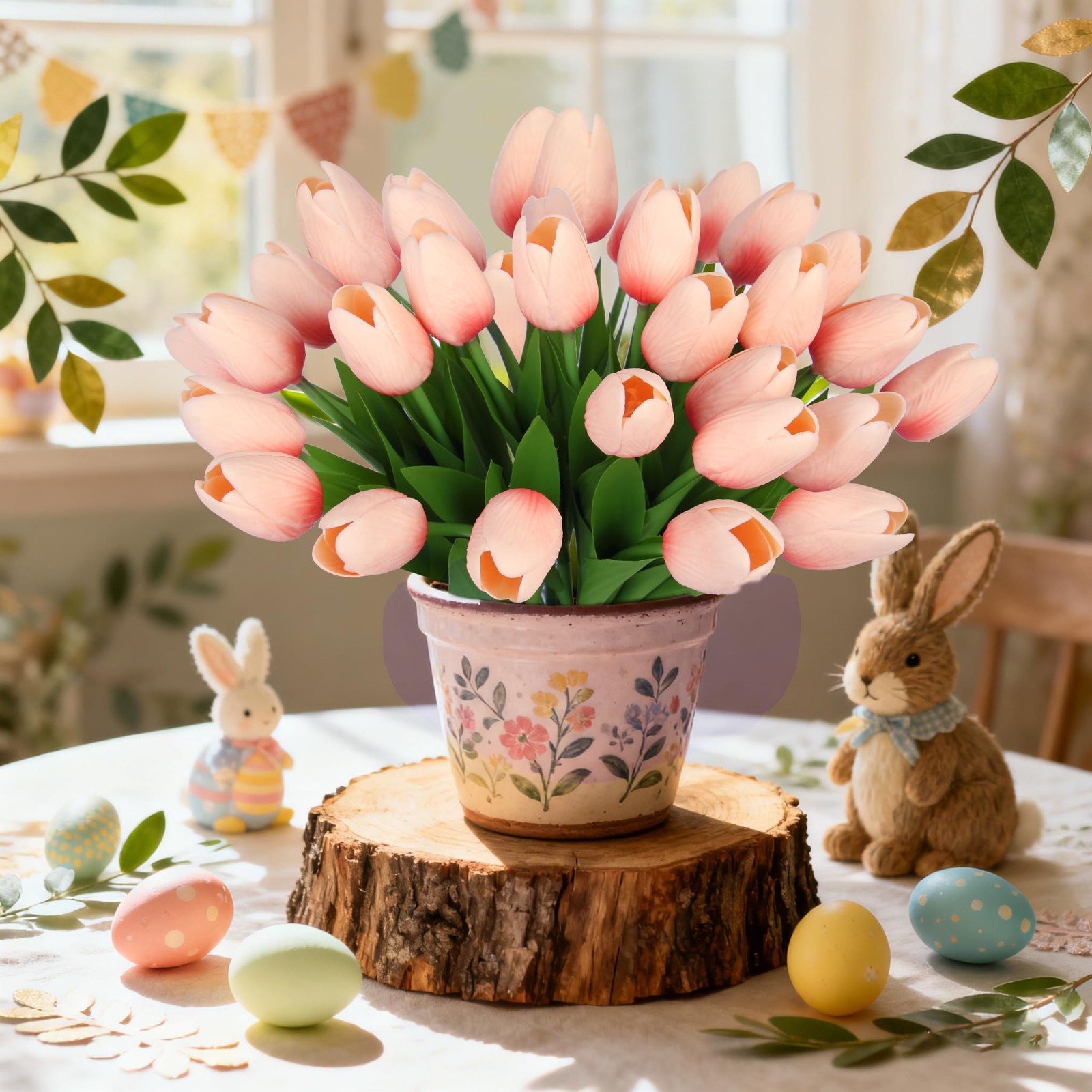 C APPOK Artificial Tulips Flowers Fake Latex Tulip Stems – 30pcs Real Touch F…