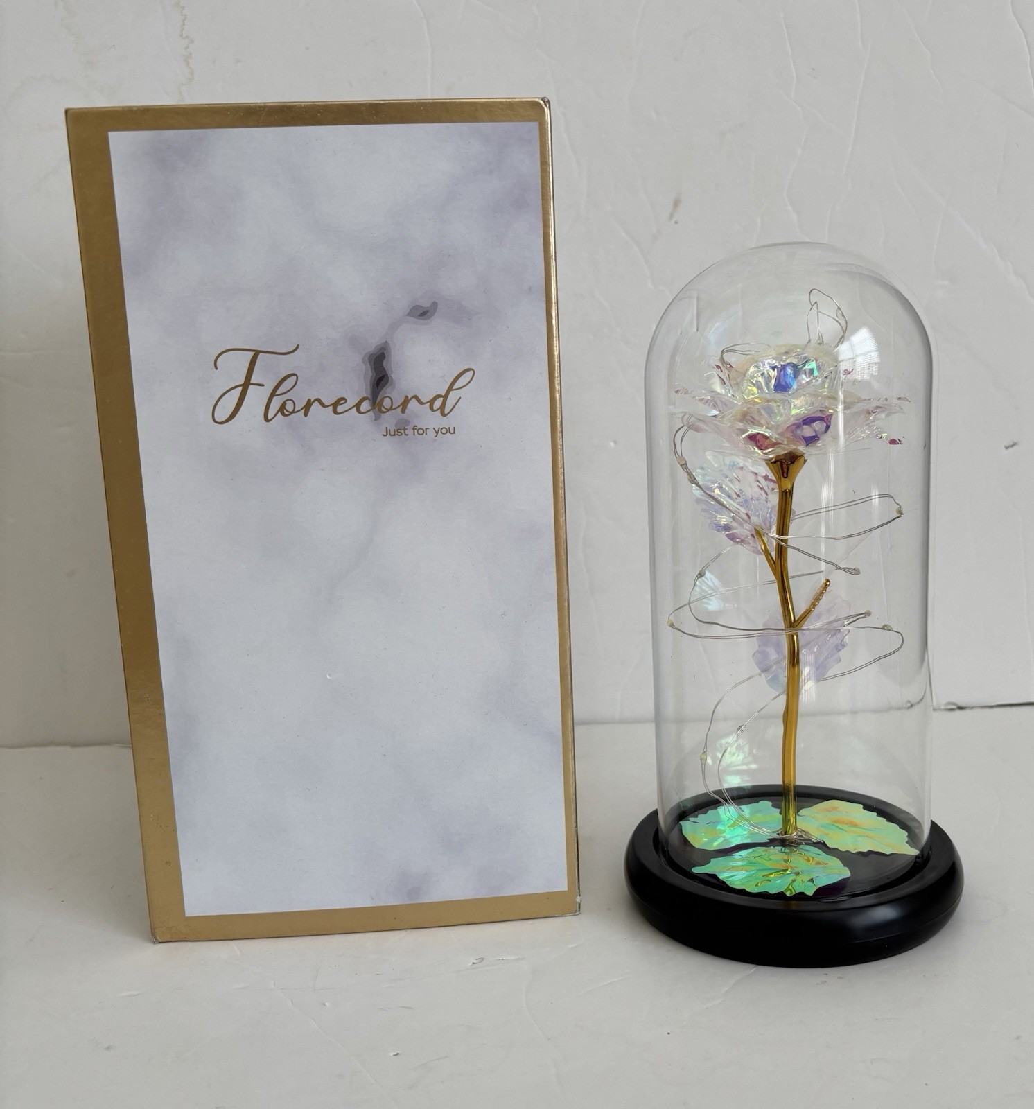 ROSE FLOWER LED LIGHT GLASS DOME GIFTS FOR WOMENS 8.5″