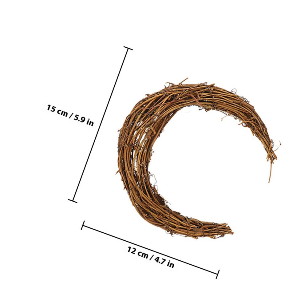 2Pcs Reusable Moon Rattan Wreath Ring DIY Decor Frame with Natural Vine