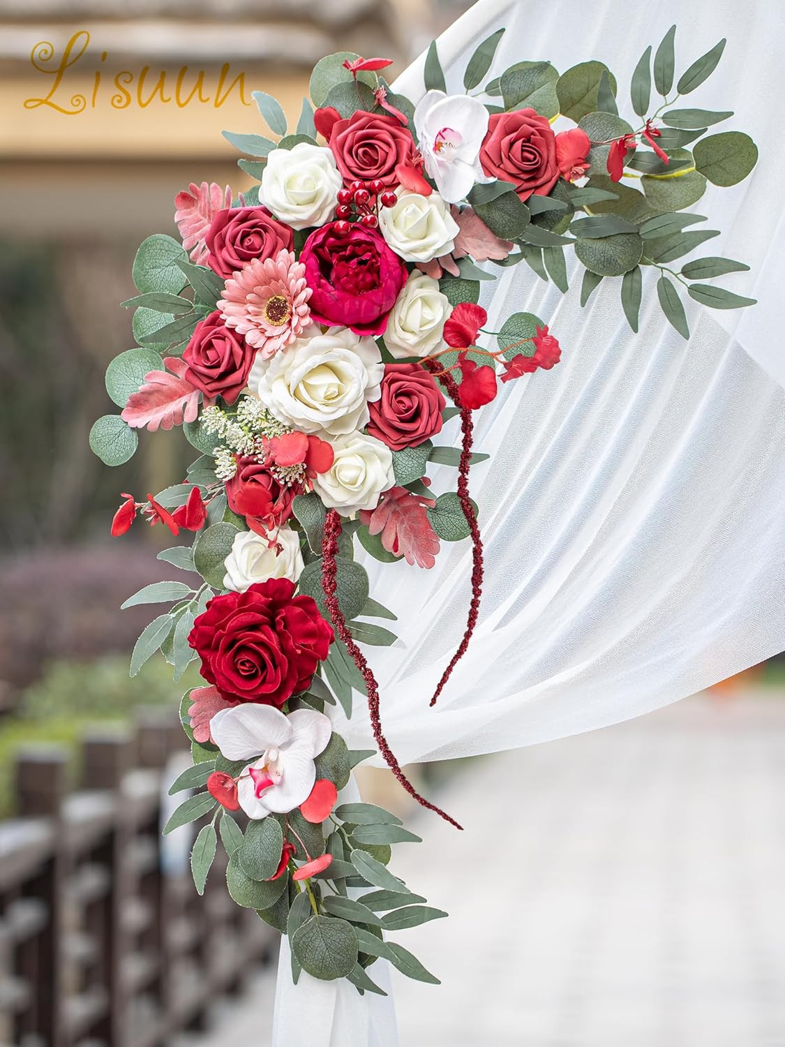 Elegant Wedding Arch Flowers & Chiffon Table Runner – 3 Piece Set