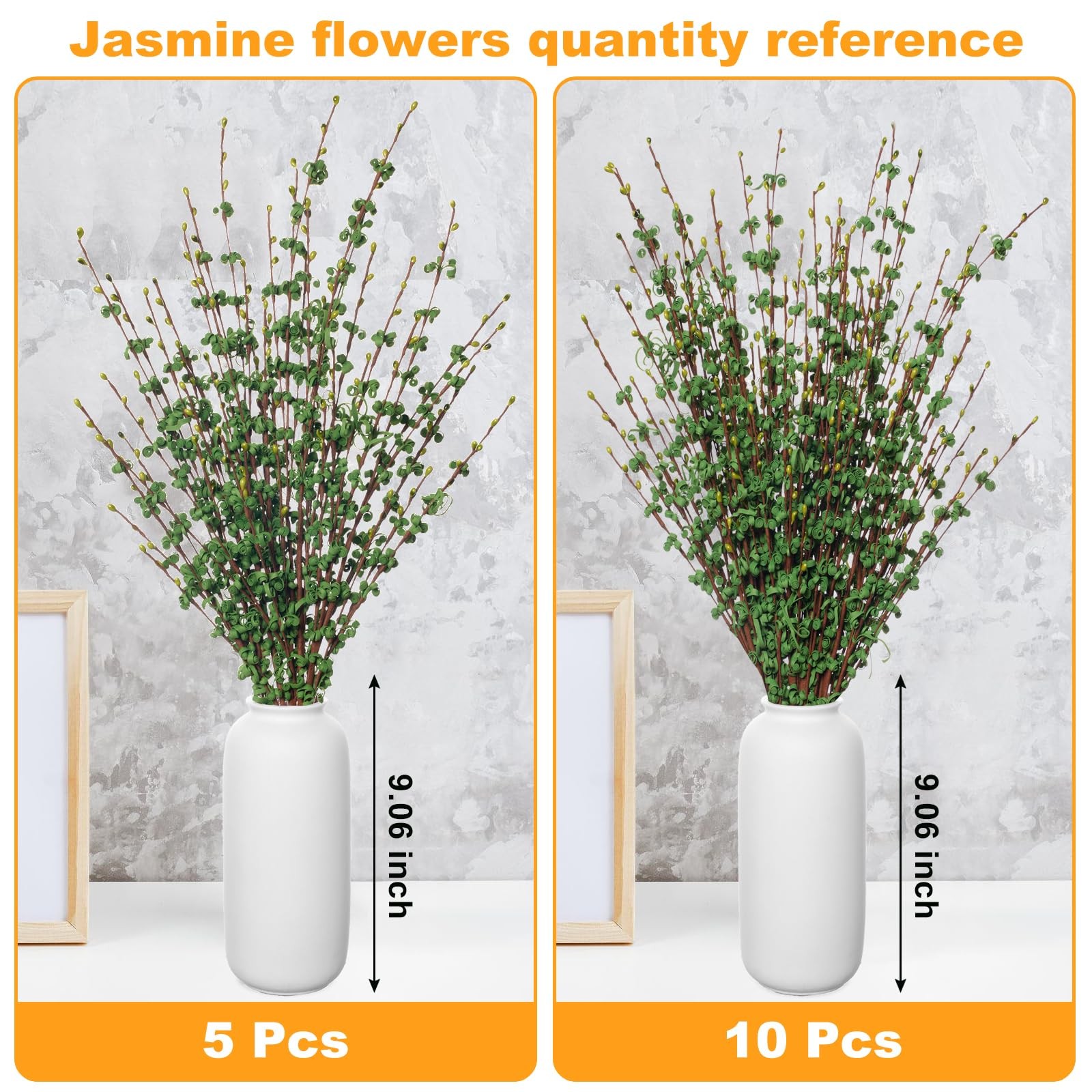 5Pcs 29.5″ Green Artificial Jasmine Flowers Stem for Vase DIY Wreath Decor
