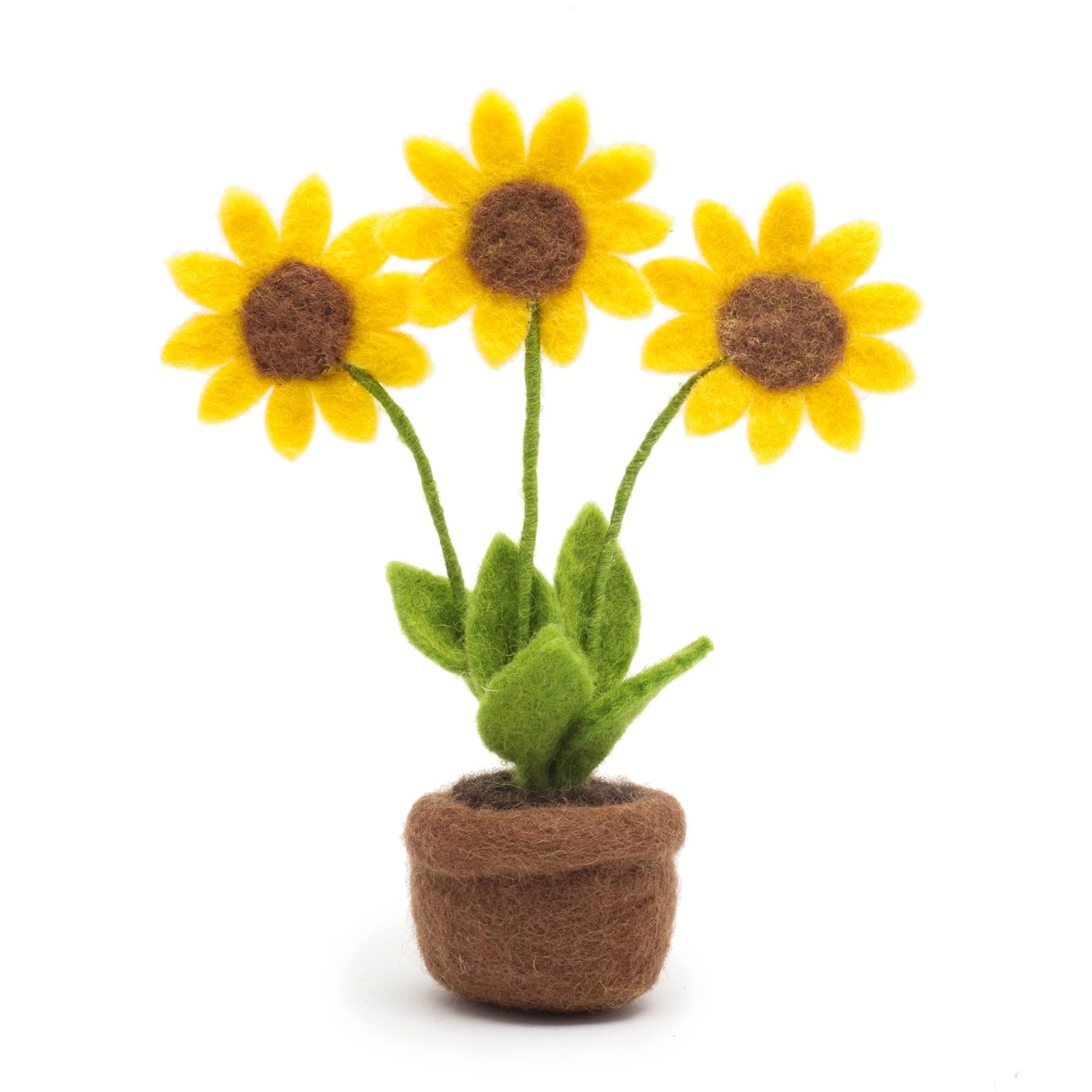 Wool Felt Sunflower in Pot – Handmade Knitted Flowers, Fake Plant Decor for O…