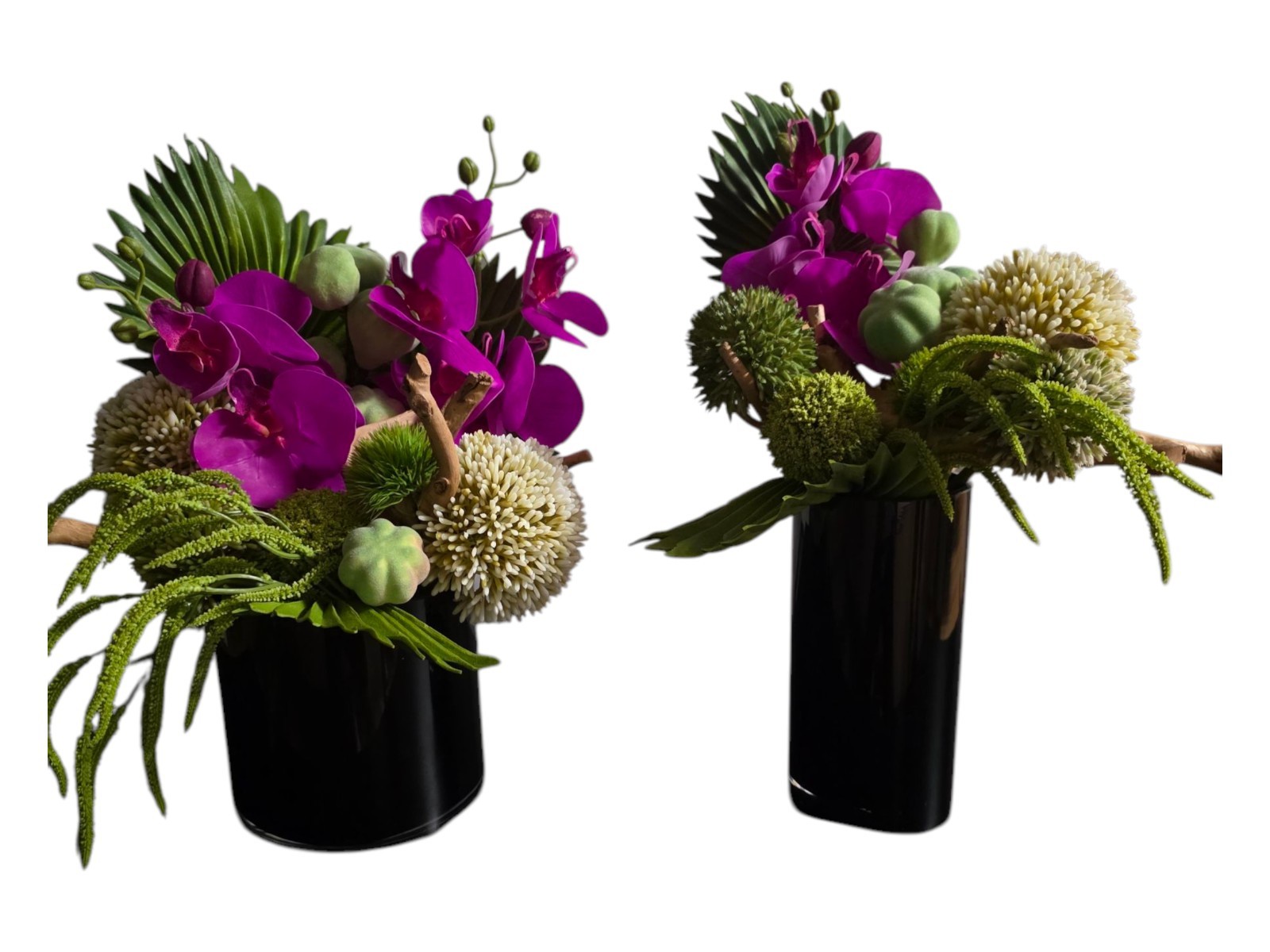 Set of Two Ikebana Arrangements Artificial Orchid Floral Decor