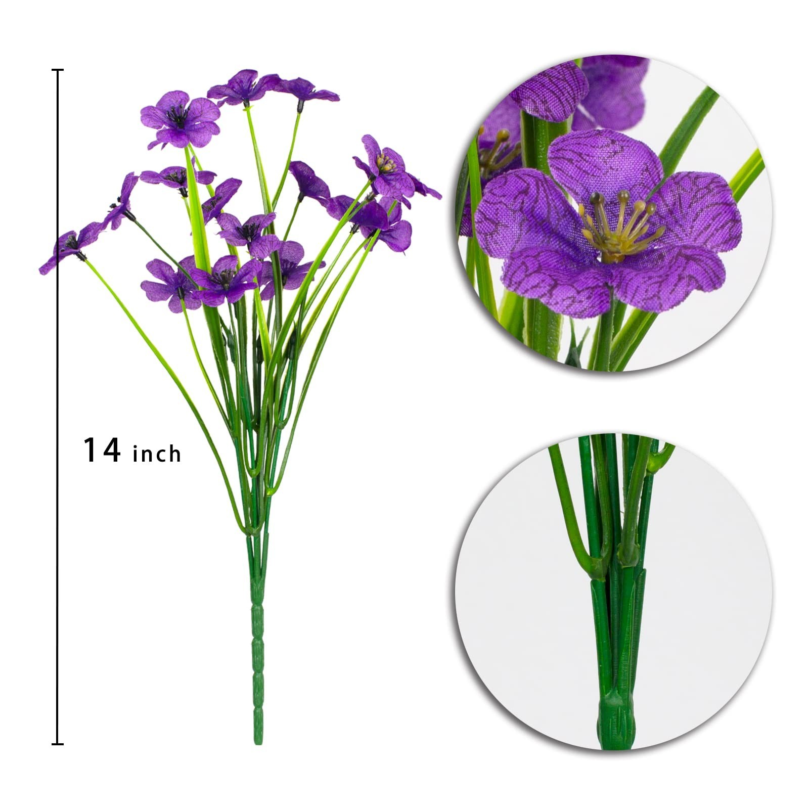 21 Bundles UV Resistant Artificial Flowers – No Fade Silk Plants for Garden Deco