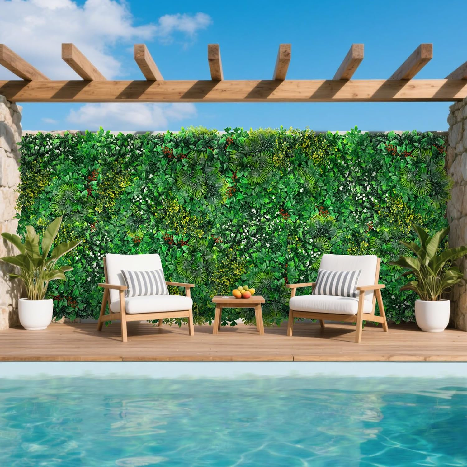 20”x20” Boxwood Wall Panels – 12Pcs Faux Grass for Indoor/Outdoor Decor