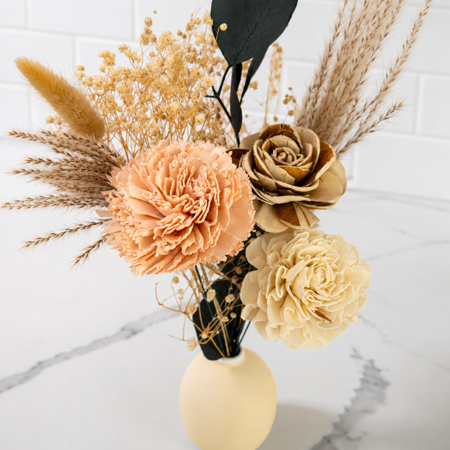Sola Wood Dry Flower Arrangement Ceramic Vase Boho Rustic Home Decor Centerpiece