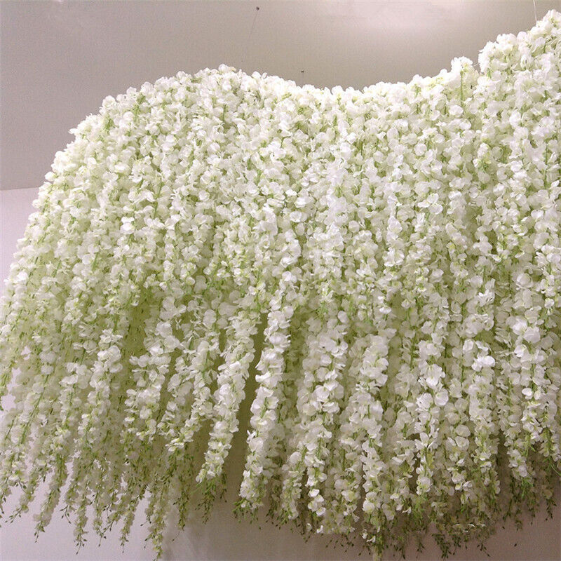 2M Artificial Silk Fake Flower Ivy Garland Vine Wedding Wisteria Leaf Hanging