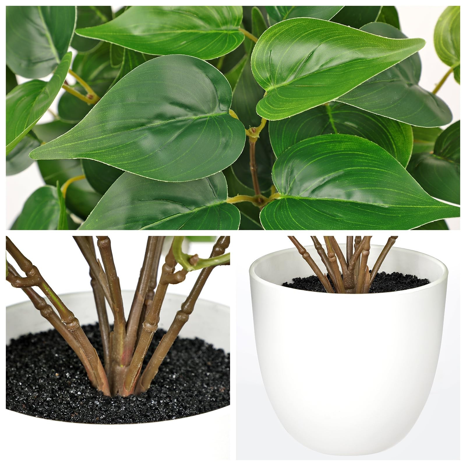 Artificial Pothos Plants In White Pot 15.7 Inch Fake Philodendron Indoor
