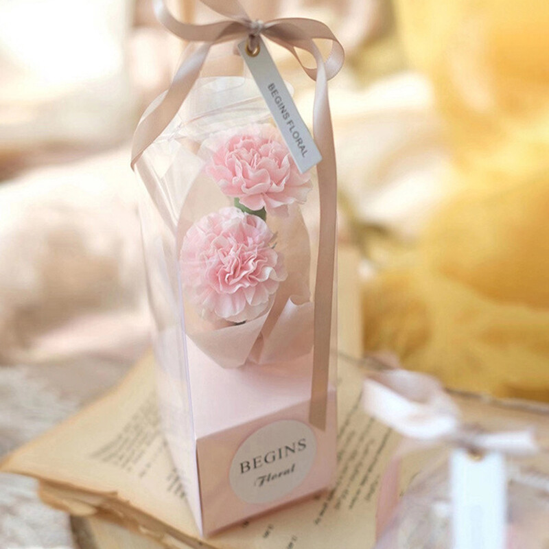 Transparent Rose Flower PVC Box Lighthouse Portable Flower Valentine Bouquet Box
