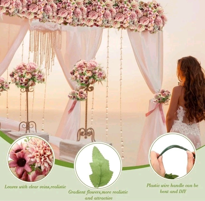 Tigeen 11 Bundles Peonies Artificial Flowers Faux Roses Silk Flowers