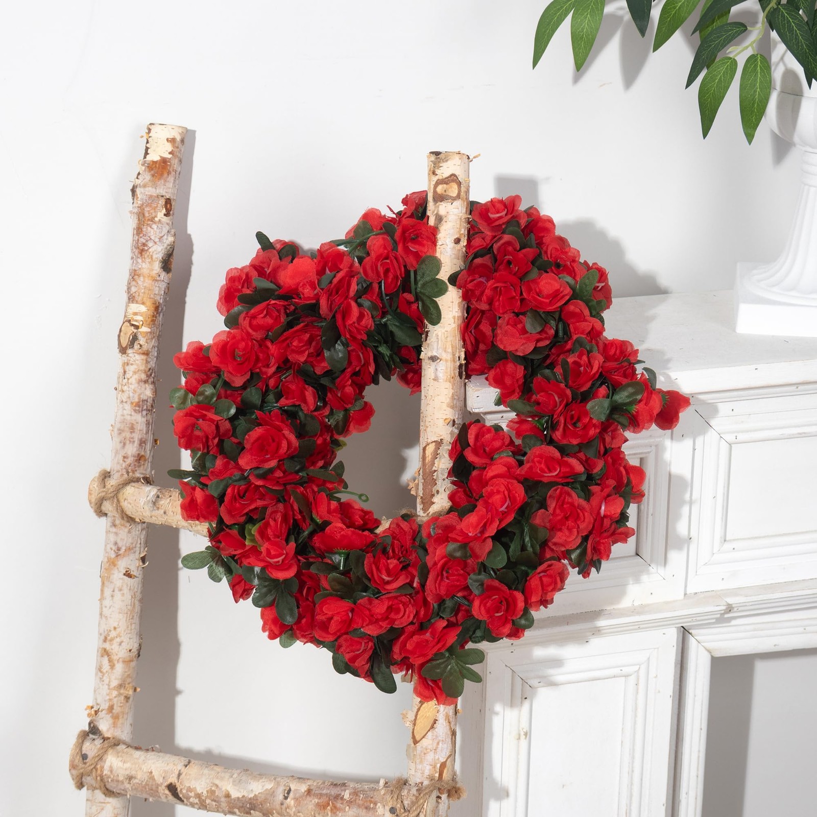 BSMYBO Artificial Red Rose Flower Garlands 5 PCS 41 FT for Backdrop