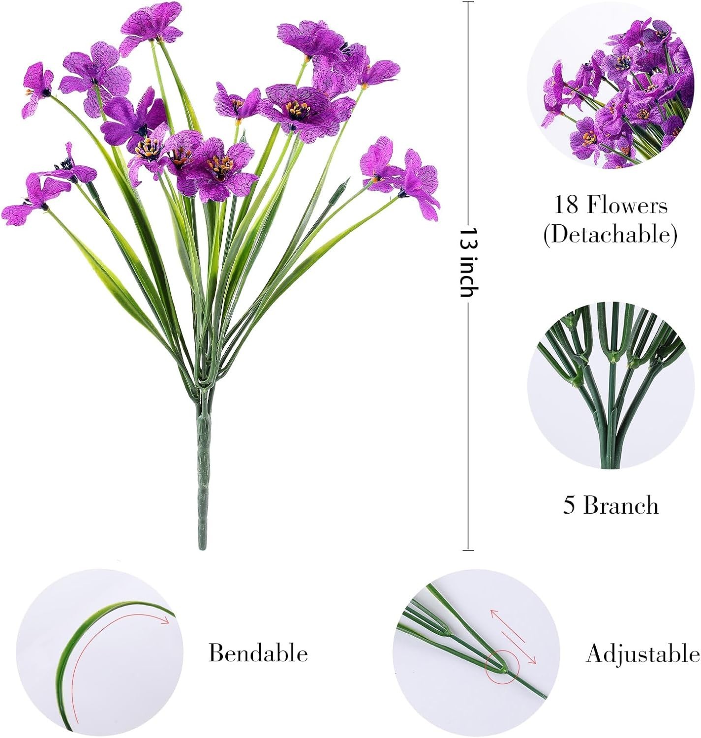 Vibrant Eco-Friendly Faux Flowers: 24 Bundles for Lasting Indoor/Outdoor Beauty