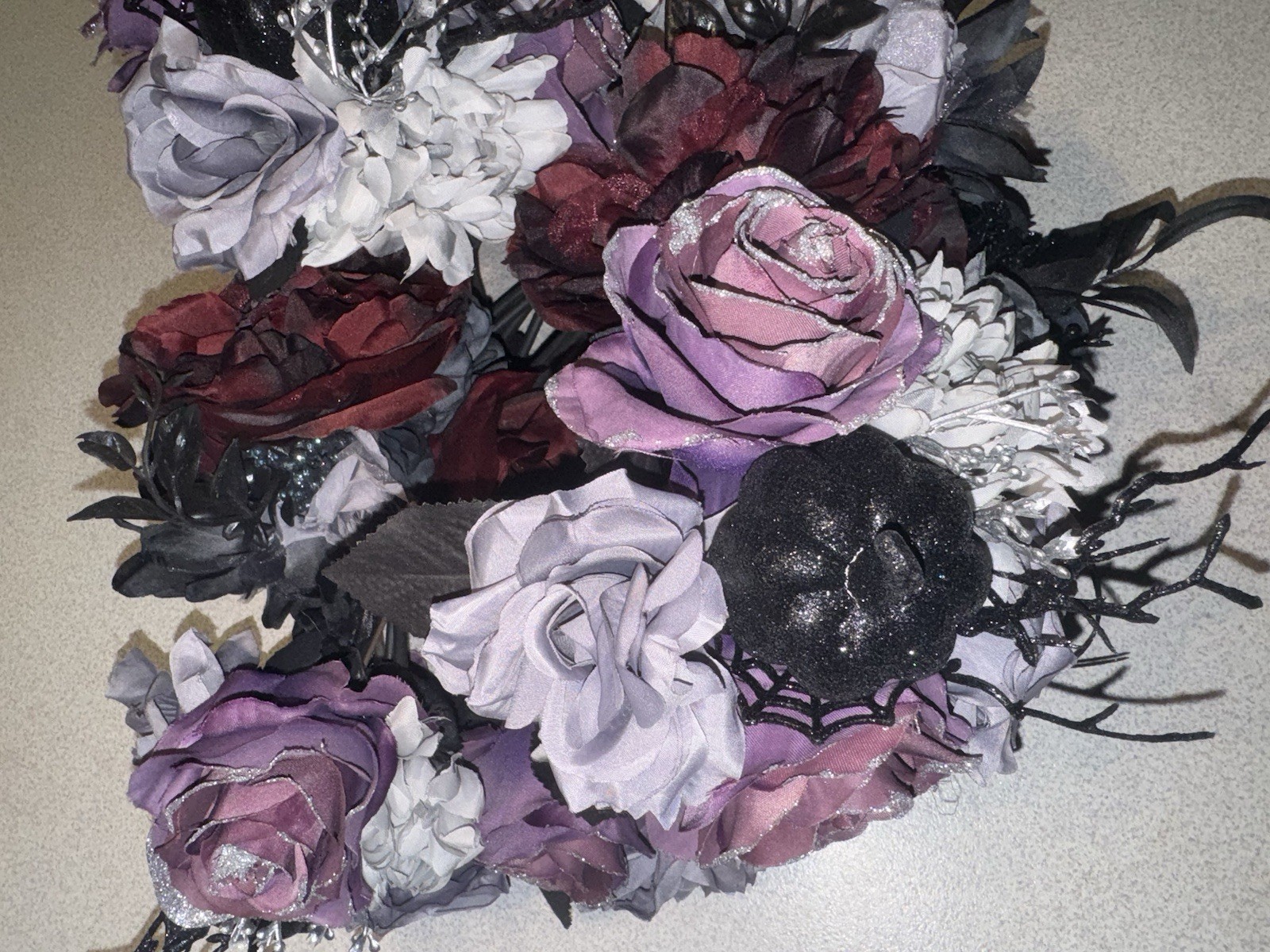Lot Of 10 Ashland Halloween Red Black Gray Roses Peony Elegant Floral Bouquet
