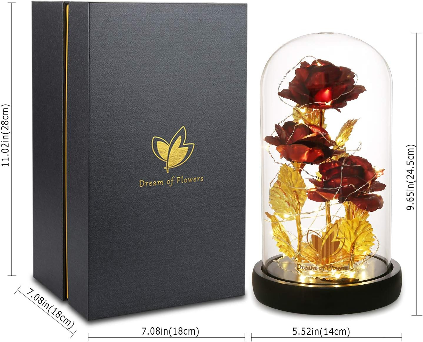 Beauty and the Beast Rose,Preserved Flowers Bouquets Gifts,Light up Rose Flower
