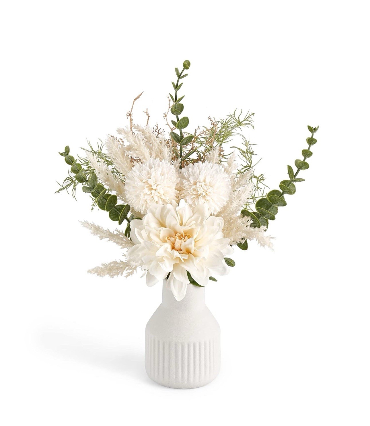 Mkono Small Artificial Flowers in Ceramic Vase 13.5″ Centerpieces Coffee Table D