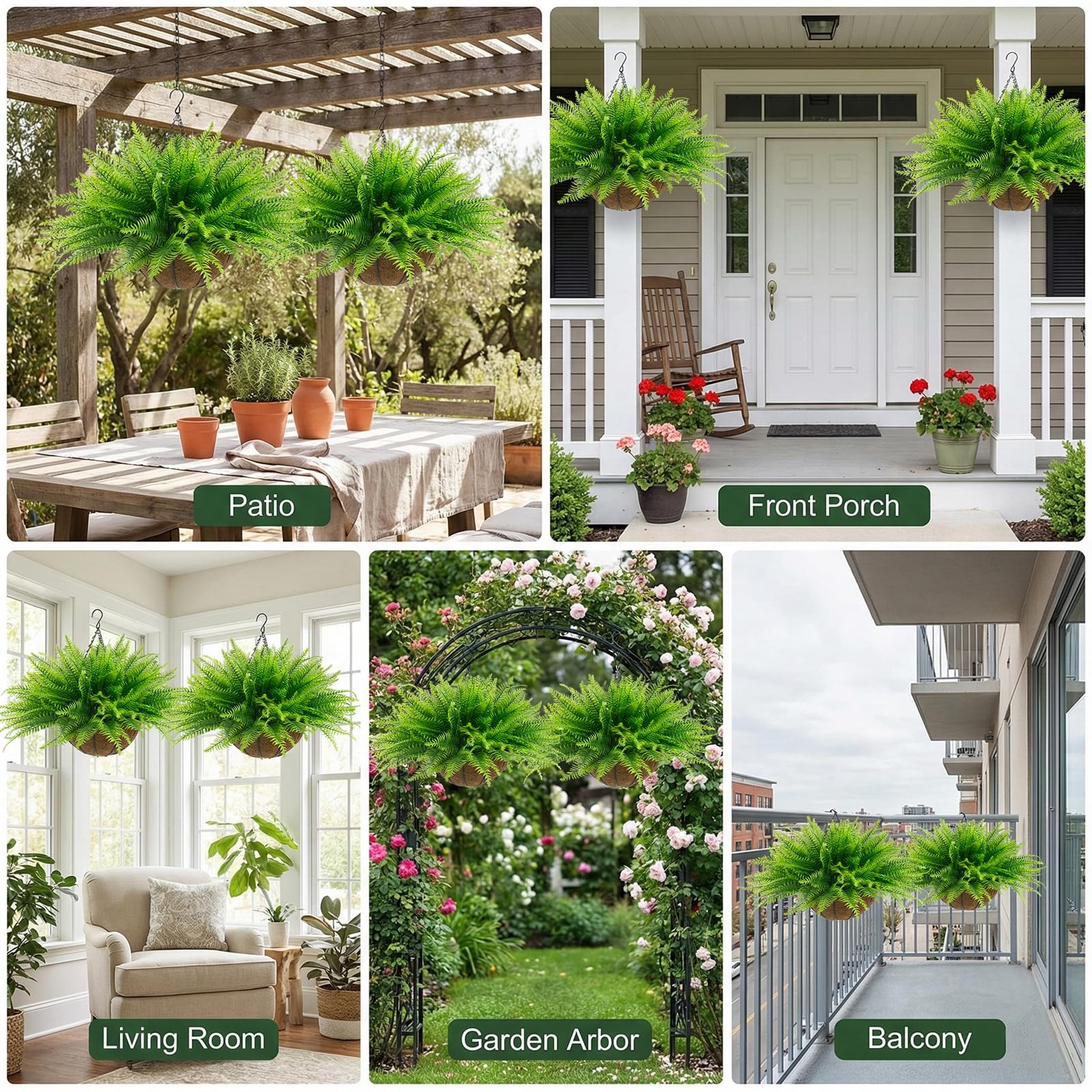 2 Pcs Fake Ferns Plant baskets,Artificial Hanging Plants, 2 Hanging Planters …