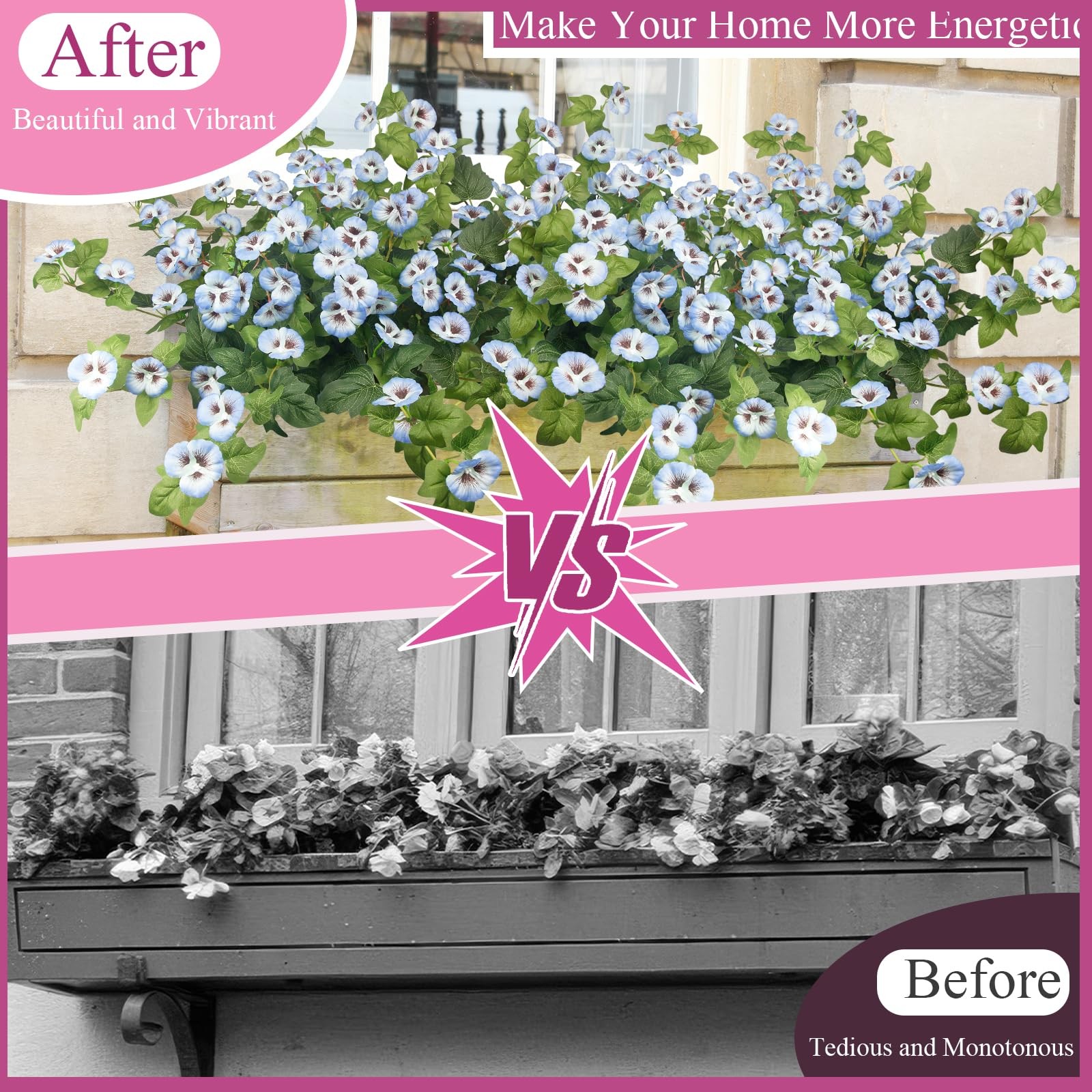 2 Pcs Artificial Fake Flowers for Outdoors Plants Spring Decoration UV Resist…