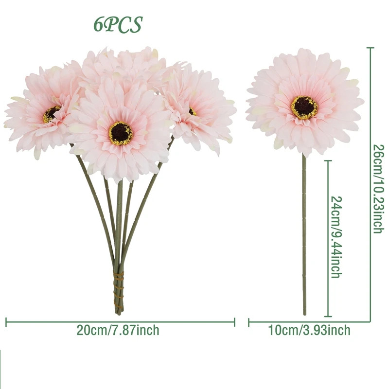 5/10Pcs 26Cm Artificial Silk Gerbera Flowers Bouquet Wedding Home Table Decorati