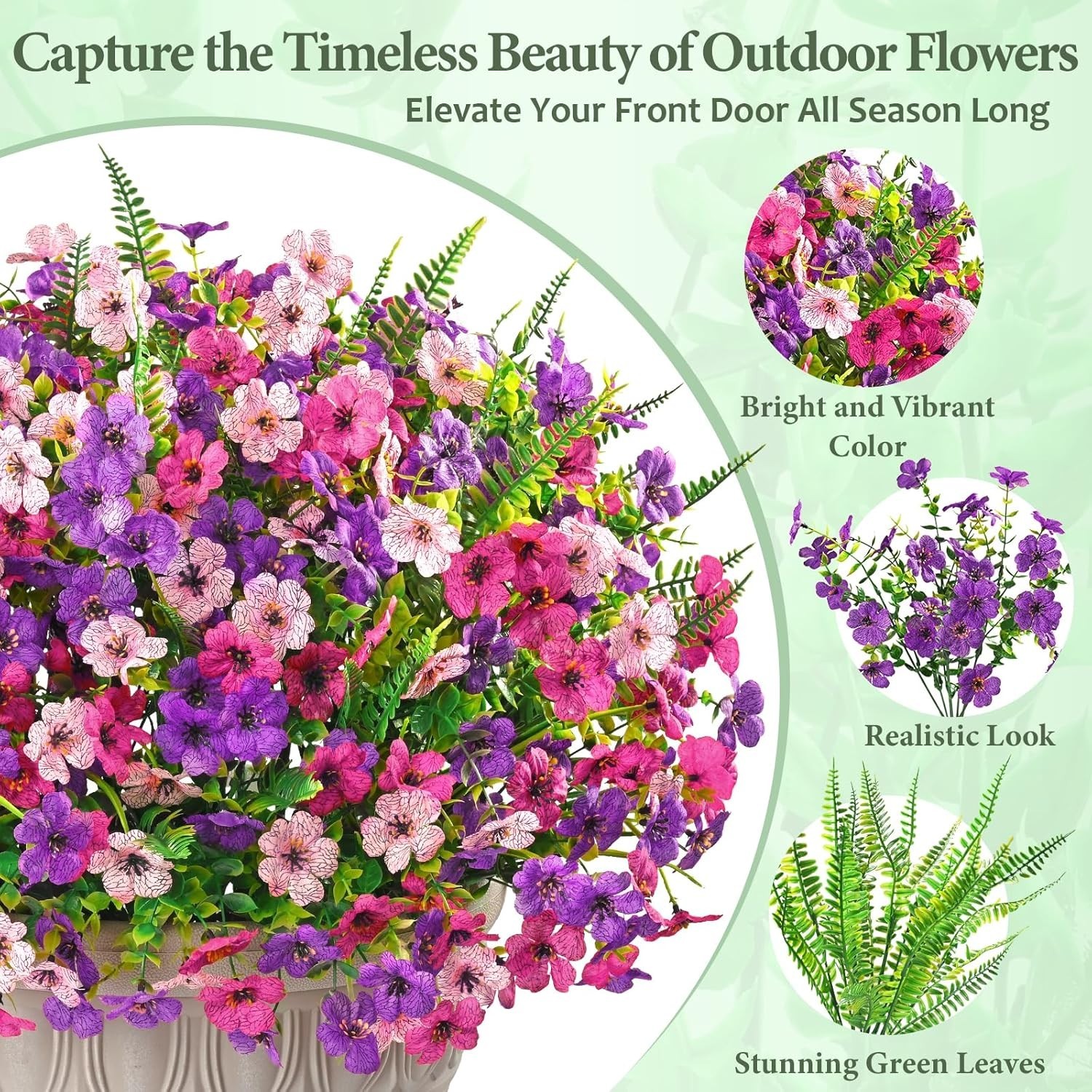 Elegant 12 Bundle UV Resistant Faux Outdoor Flowers for Weddings & Decor