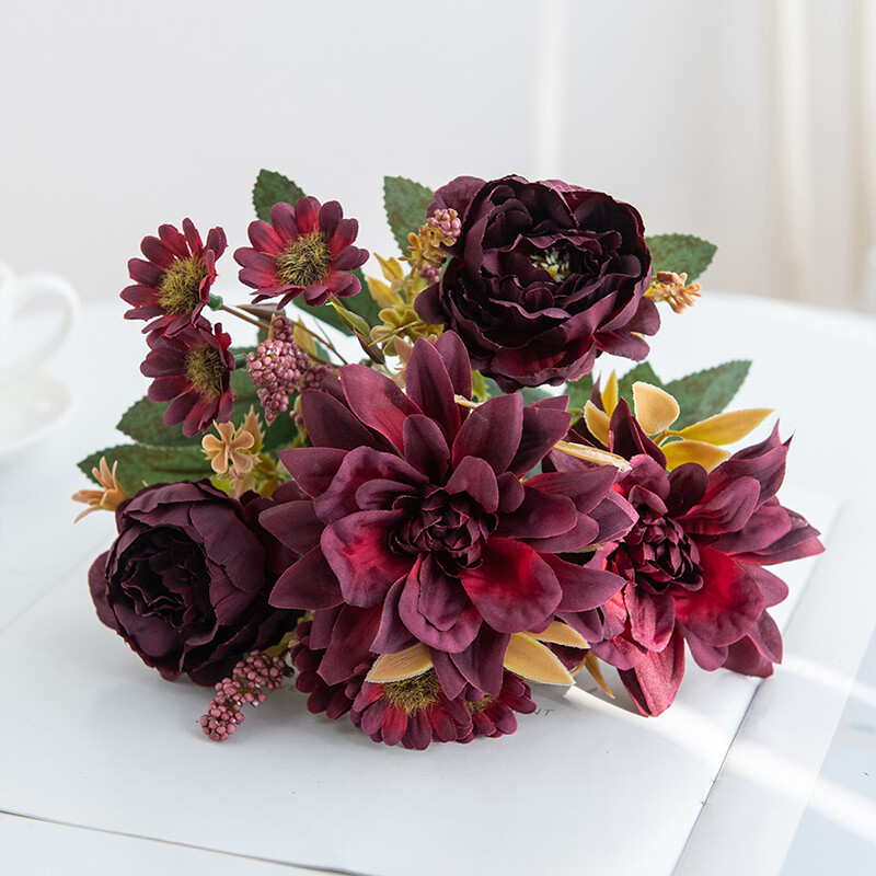Artificial Flower Similated Silk Dahlia Decoration Bouquet Party DIY Accessories