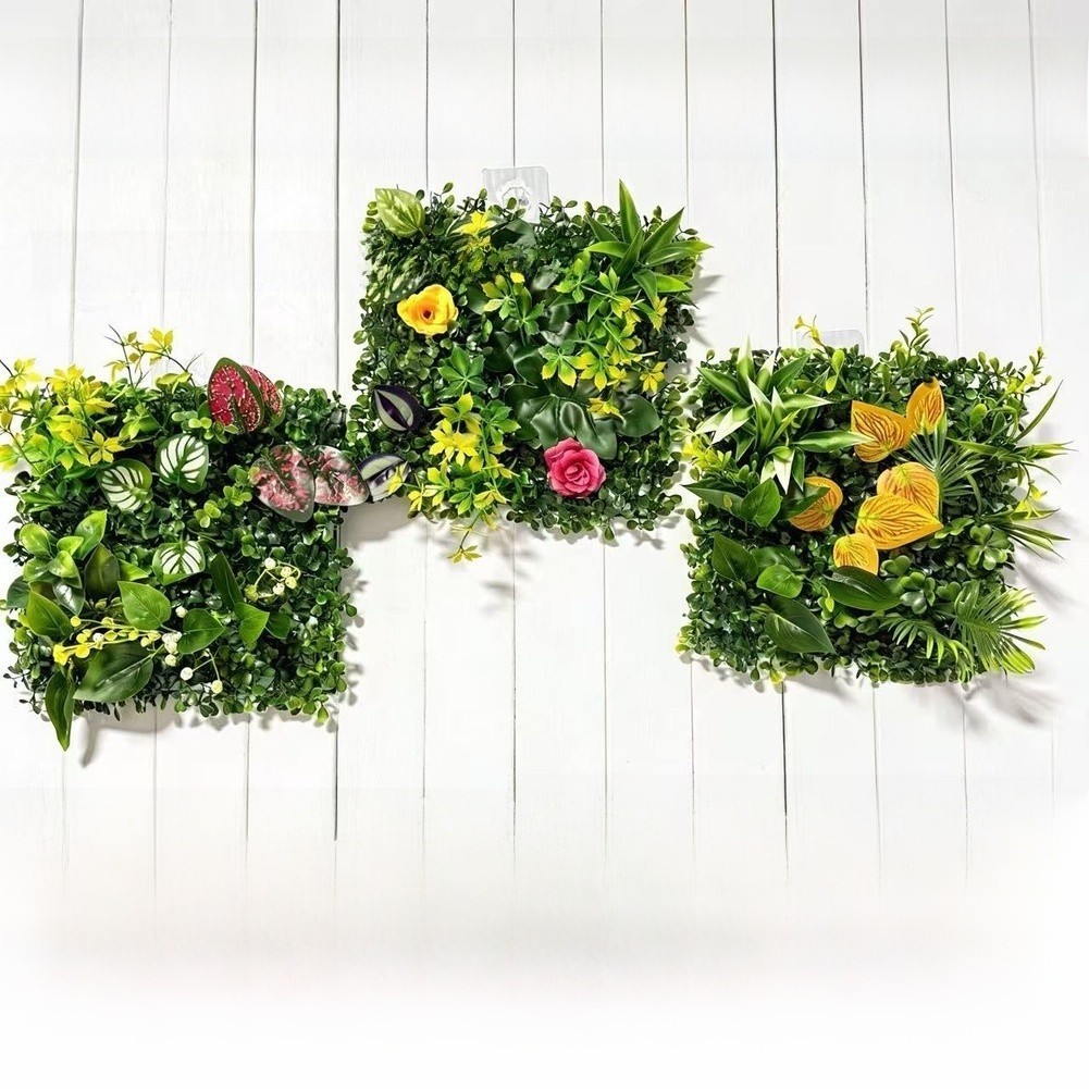 Faux Green Wall Panel 25cm x 25cm Tropical Leaves Palm Milan Grass Decor