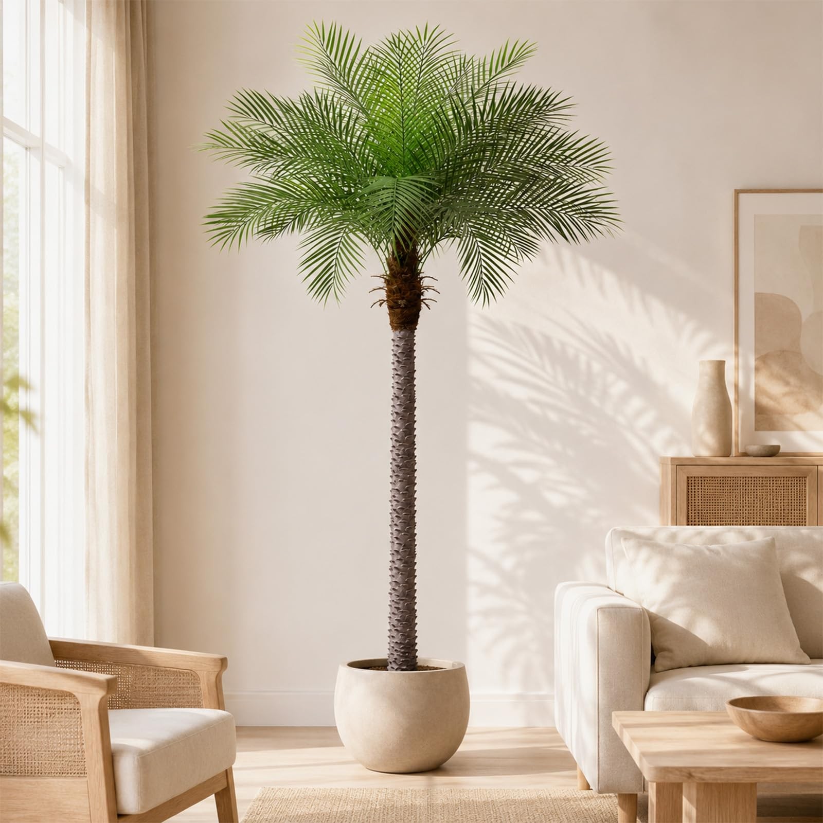 8ft Artificial Phoenix Palm Tree, Faux Coconut Silk Tropical Fake Palm Plant …