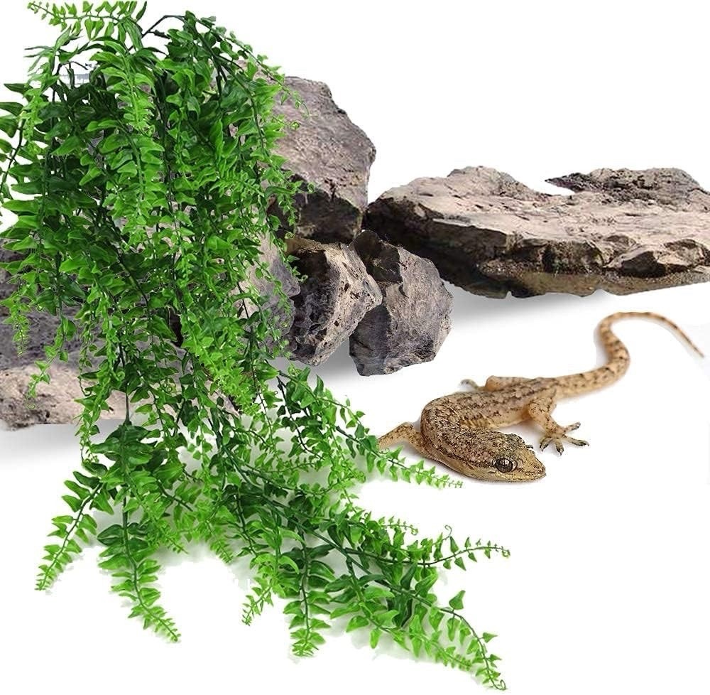2 Pack Reptile Hanging Plants Terrarium Vines w/Suction Cups Tank Decor.