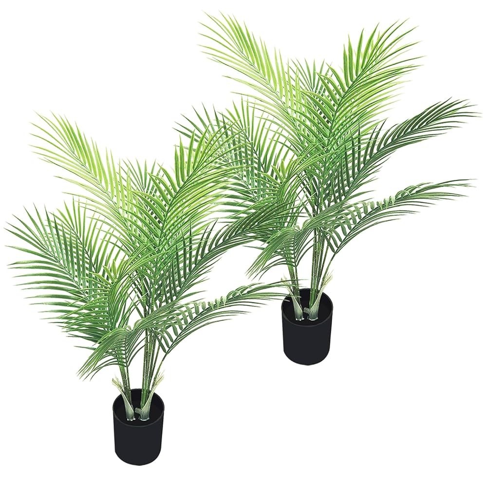Artificial 80 cm Areca Palm Tree 2 Pcs Lifelike Fake Green Plant for Home Decor