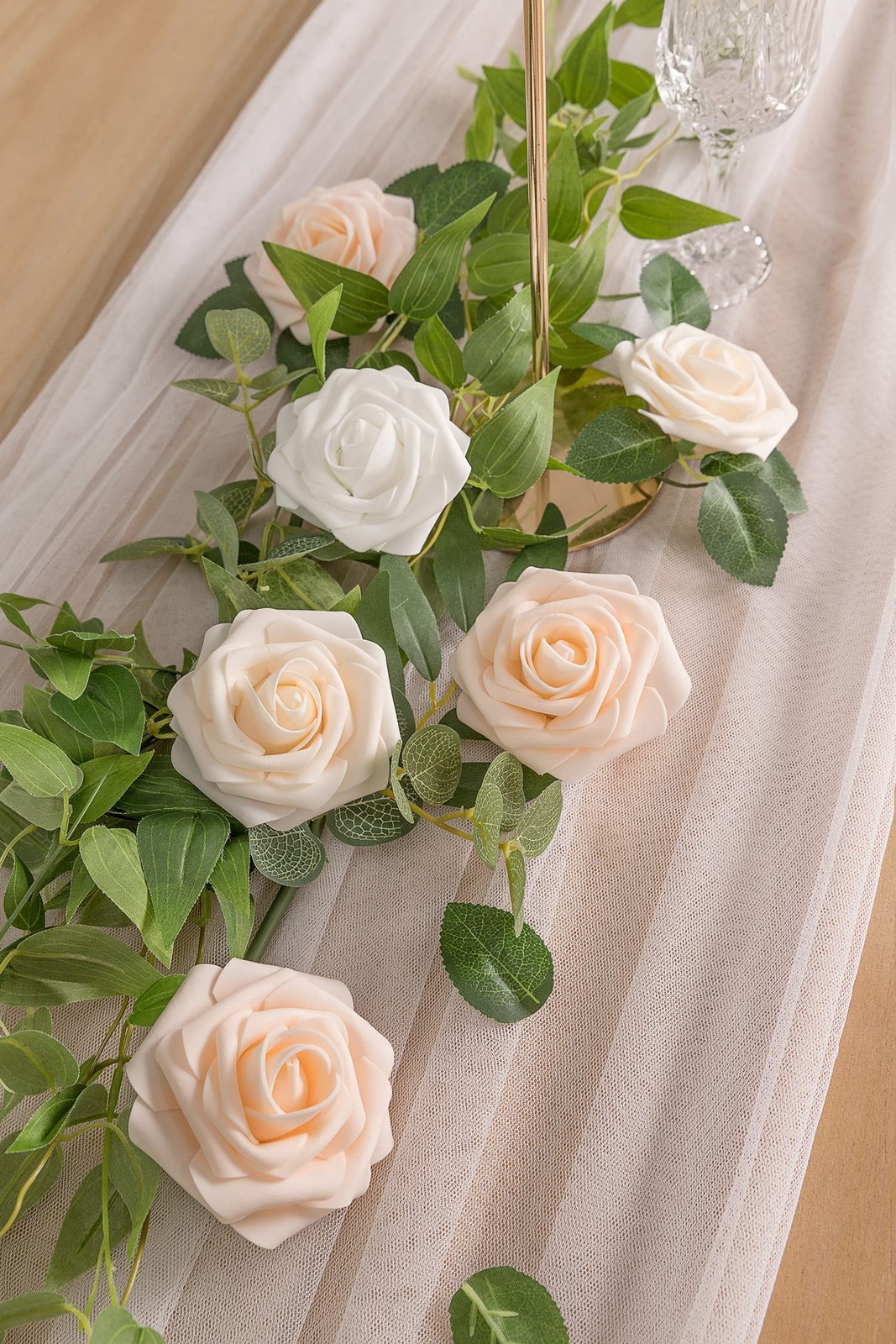 25 PCS Artificial Fake Rose Flowers DIY Wedding Bouquet Blush Pink Decor