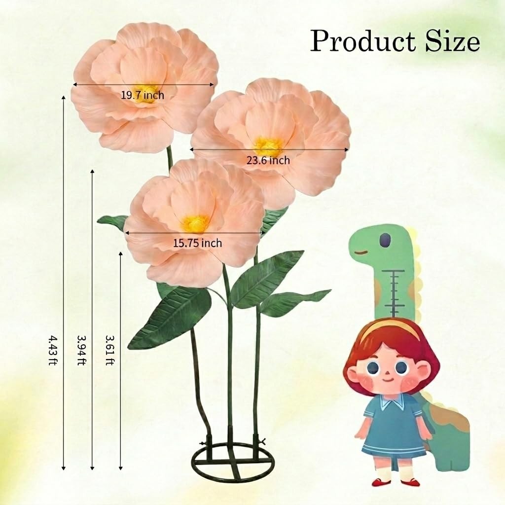 Artificial Flower Giant Flowers for Decoration, Large Artificial Foam Poppy F…
