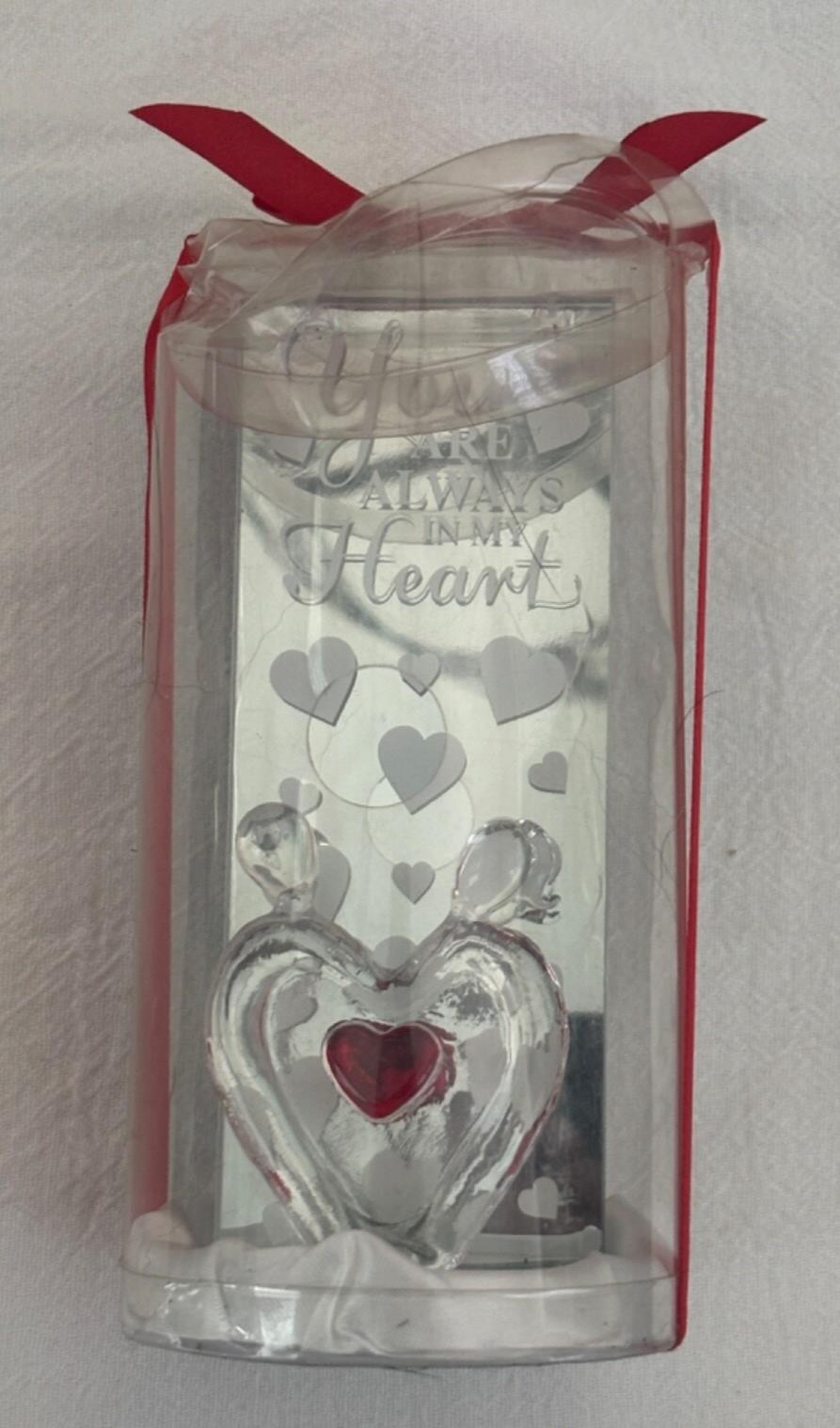 Novelty Glass HEART YOU ARE ALWAYS IN MY HEART New IN PACKAGE 6.5″