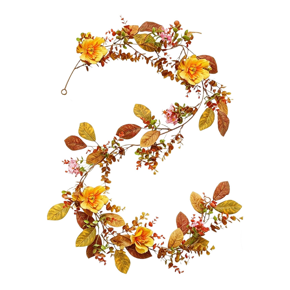 69 inch Flexible Autumn Garland with Iron Wire Core for Mantel Door Frame Decor