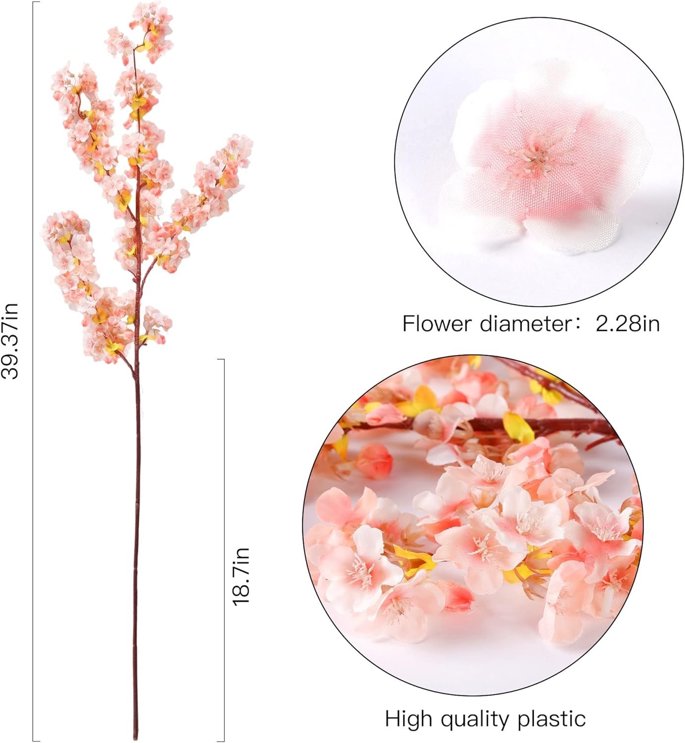 Cherry Flower Branches Plum Blossom Artificial Flowers Branches 39 Inch Branc…