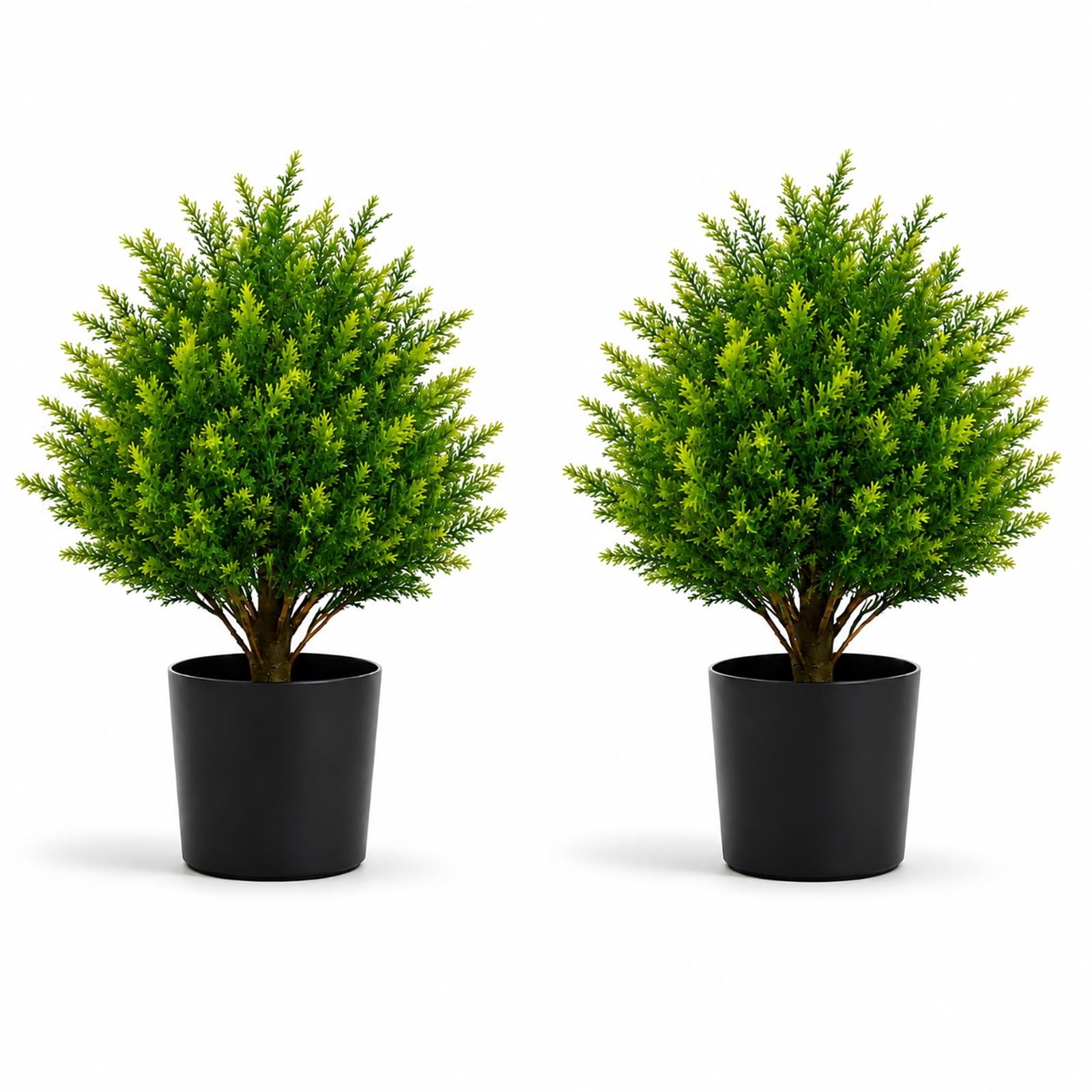 Set of 2 Artificial Topiary Trees, 19.5″ Tall with Pot