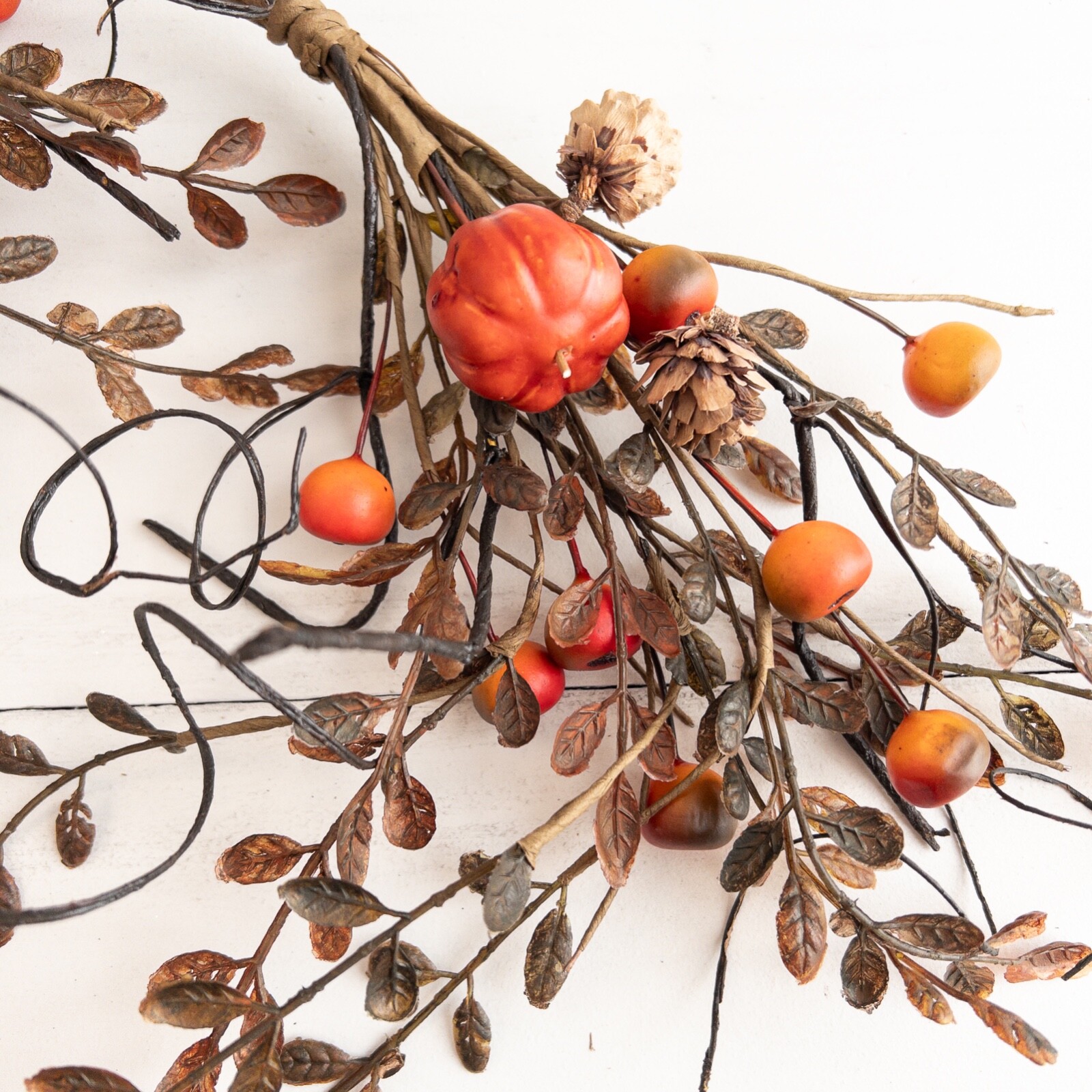 Pumpkin & Berry Garland 48″ Long Autumn Fall Floral Halloween