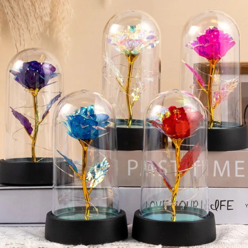 Eternal Forever Galaxy Rose Flower In Glass Dome LED Light Romantic Gift for Her