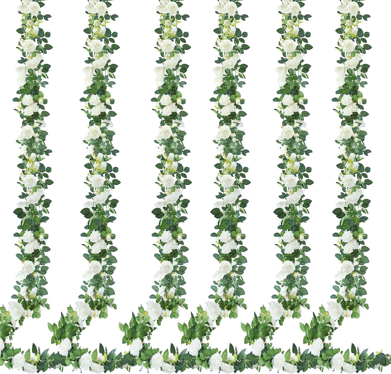Sggvecsy 2Pcs 15.5Ft Artificial Rose Vine Fake Flower Garland Floral Garland