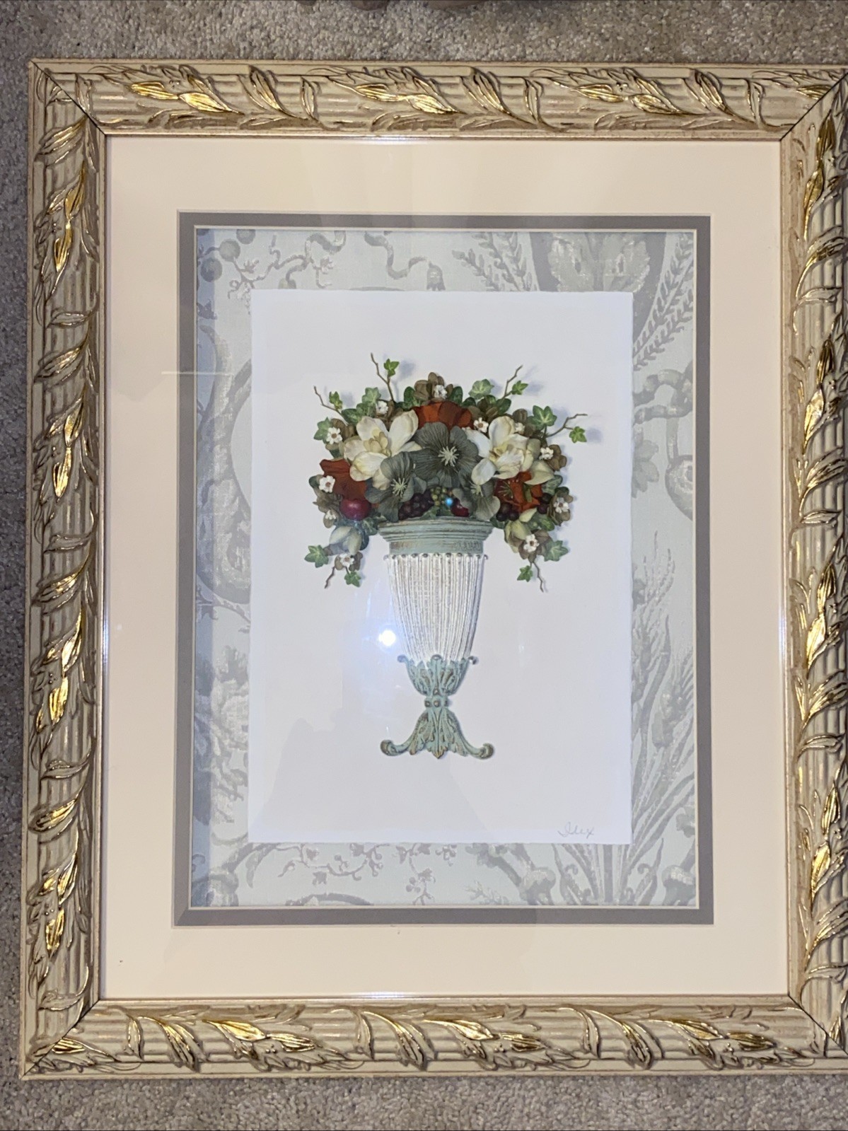 Floral Arrangement Shadowbox In Urn 19×22.5”