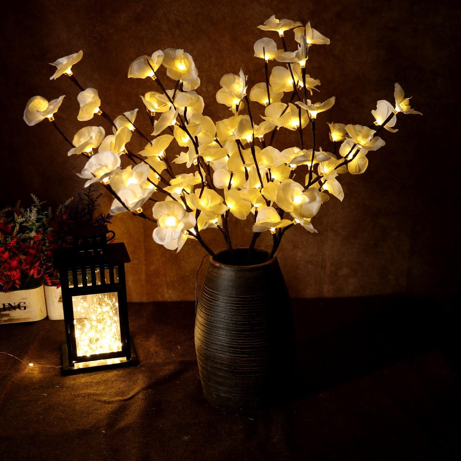 3PCS LED Lighted Tree Branches Lights with Timer with White Artificial Orchid…
