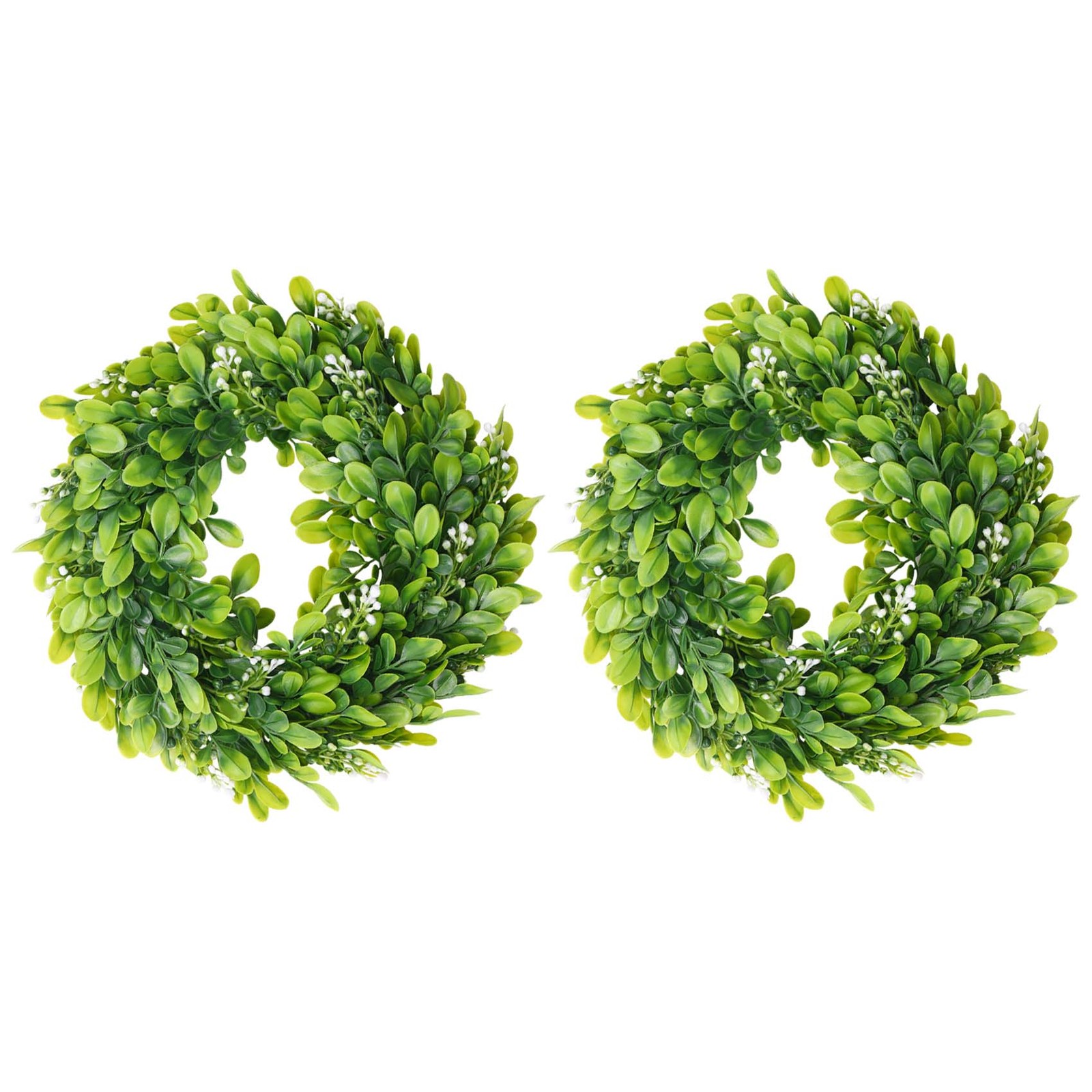 2 Pack Artificial Boxwood Wreath Faux Artificial Wreath Front3275