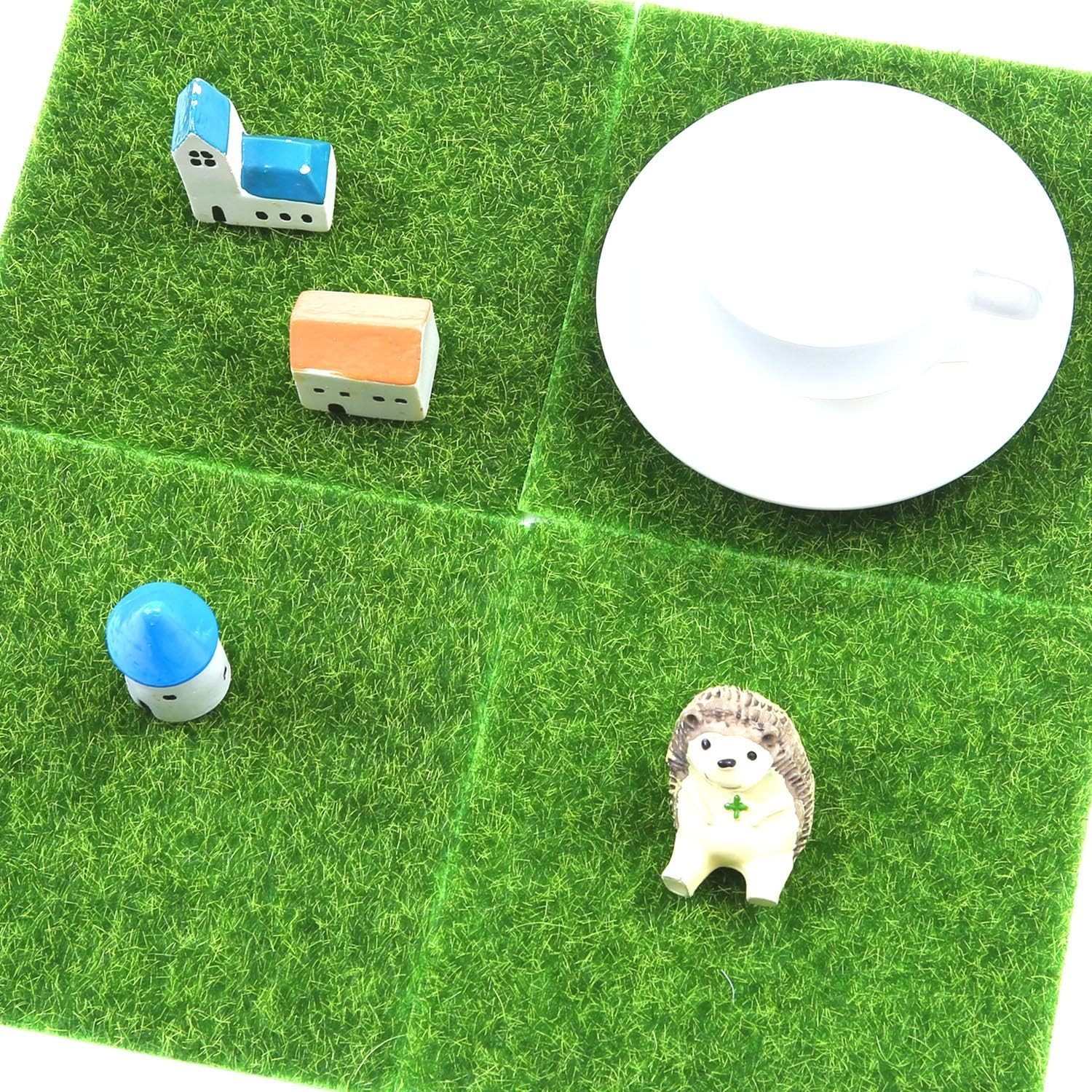 10 Pieces Fake Grass for Crafts Fairy Garden 6 x 6 Inches Artificial Garden G…