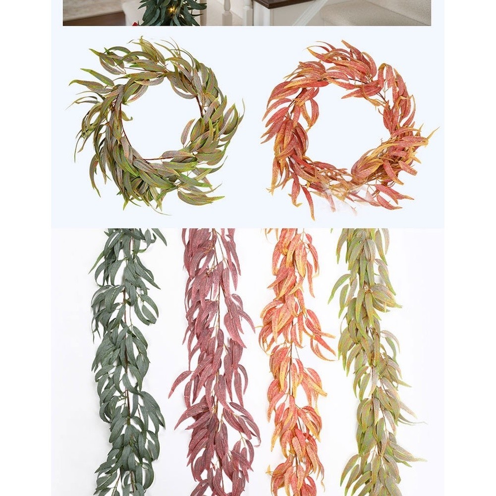 Artificial Eucalyptus Leaves Vine Rattan Fake Greenery for Wedding Table Home