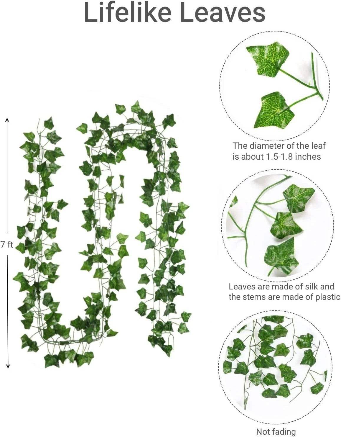 Artificial Ivy Hanging Vines – 12pcs 84ft Green Garlands for Weddings & Events