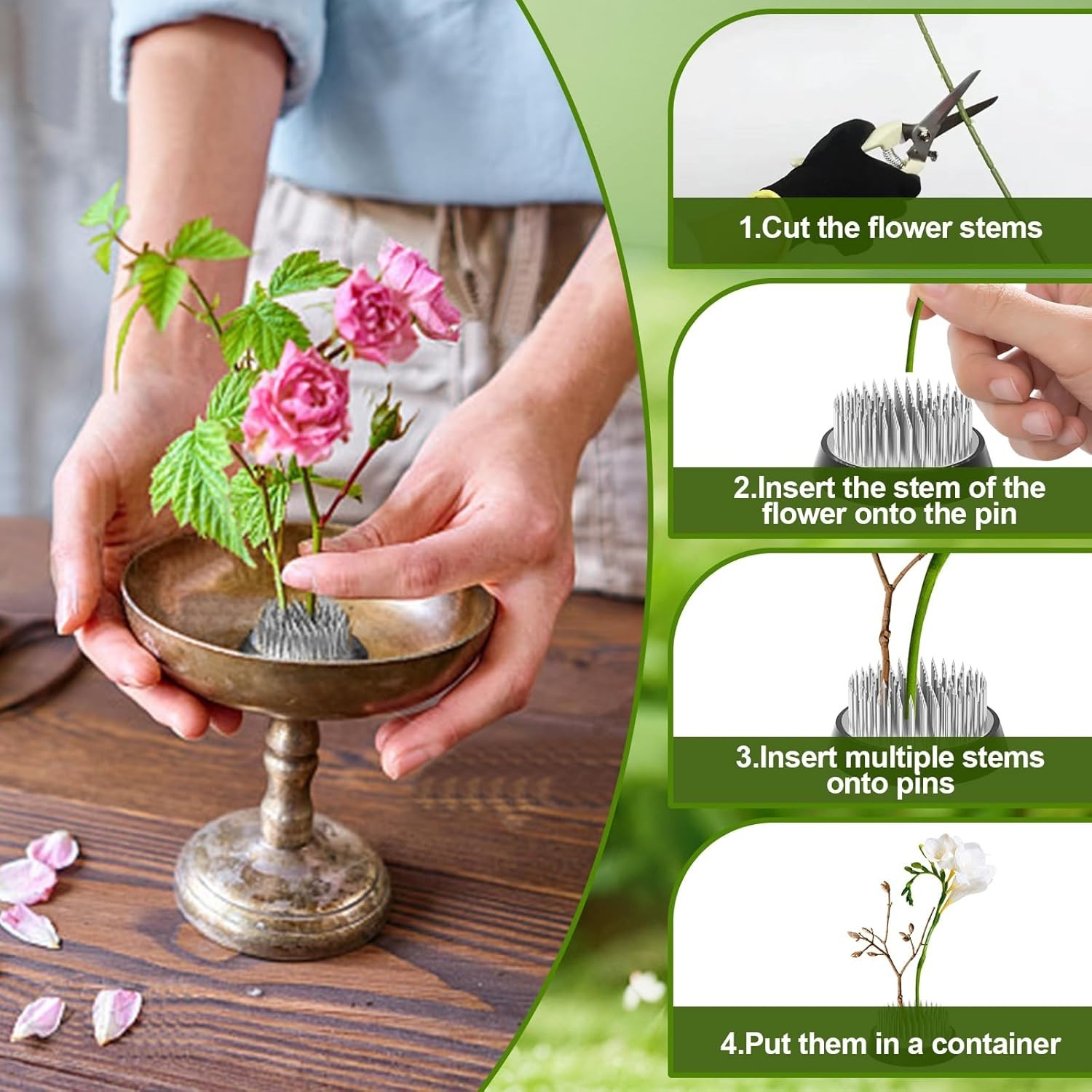 Flower Frogs Arranging Supplies Ikebana Kenzan Pin Holder Plant Fixation Tools
