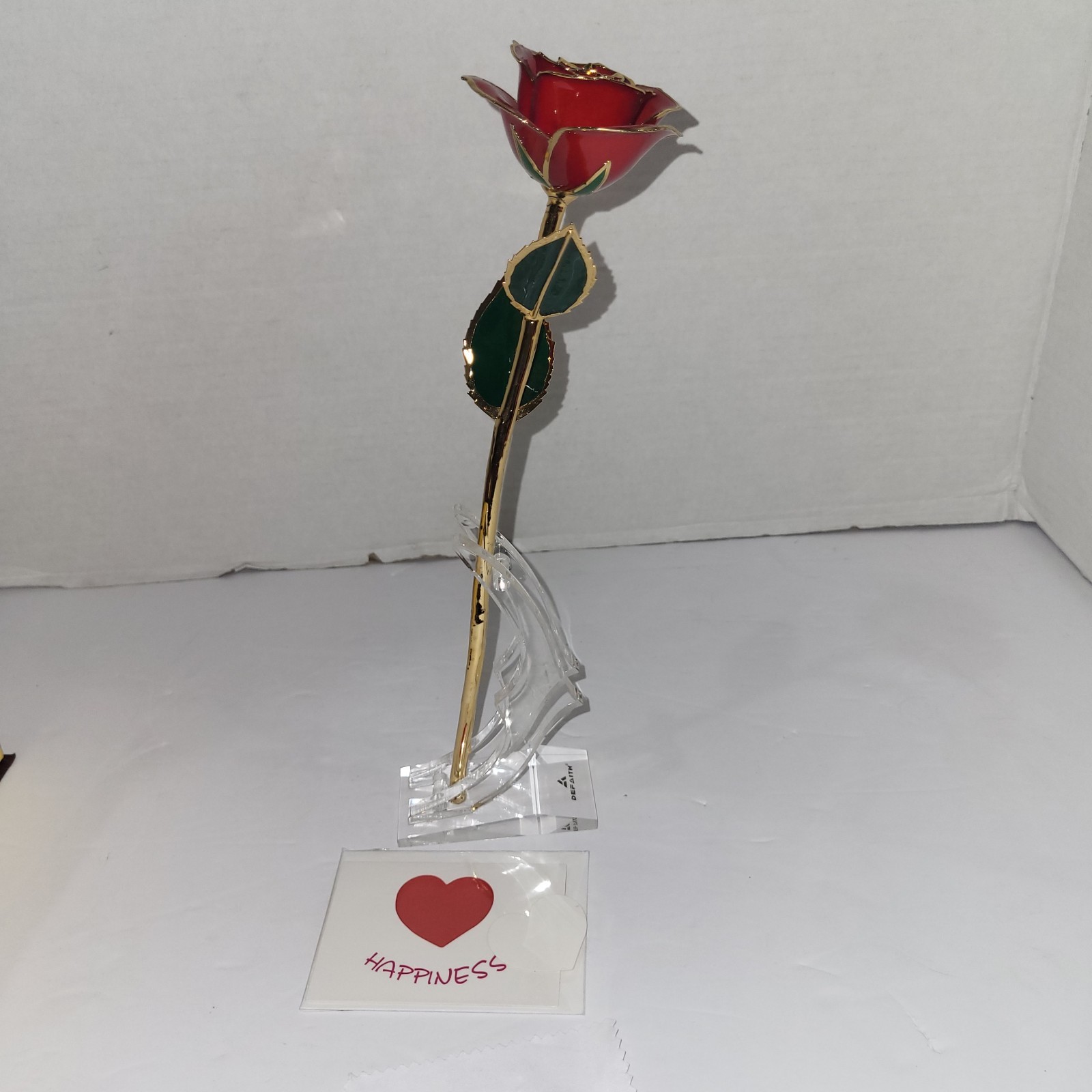 Living Gold Real Rose Dipped In 24K Gold Red Boxed Vintage With Certificate