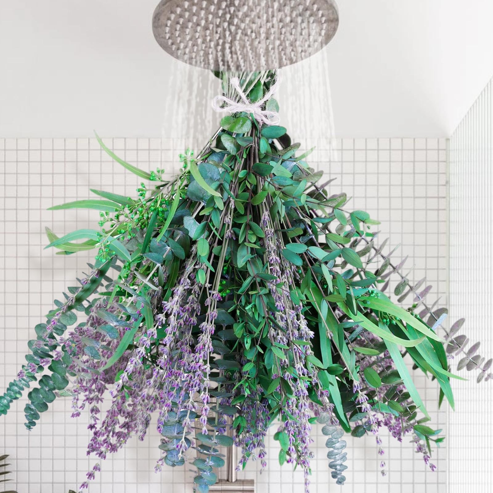 65 Pcs Mix Dried Eucalyptus Stems & Lavender Bundle for Shower 17″ Natural Re…