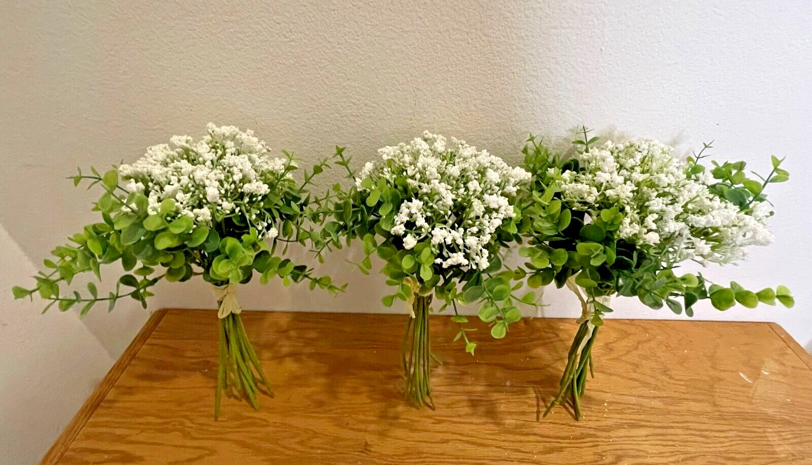 36pcs Baby Breath Artificial Flower White Gypsophila Silver Dollar Eucalyptus