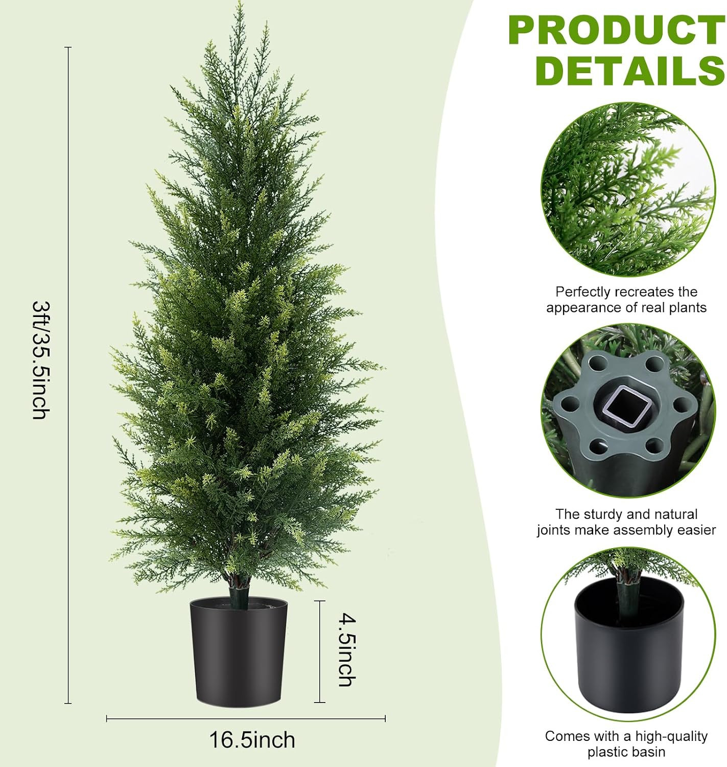 3 ft Artificial Cedar Topiary Trees Set of 2 Front Porch | Compact 3FT, Realisti