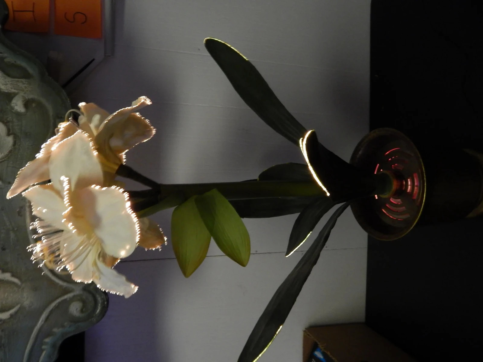 Vintage Fiber Optic Flower in Pot Orchid Decor Holiday **************